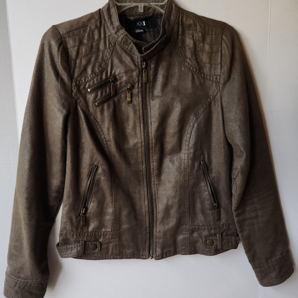 XXI Green Faux Suede Coat,M/M